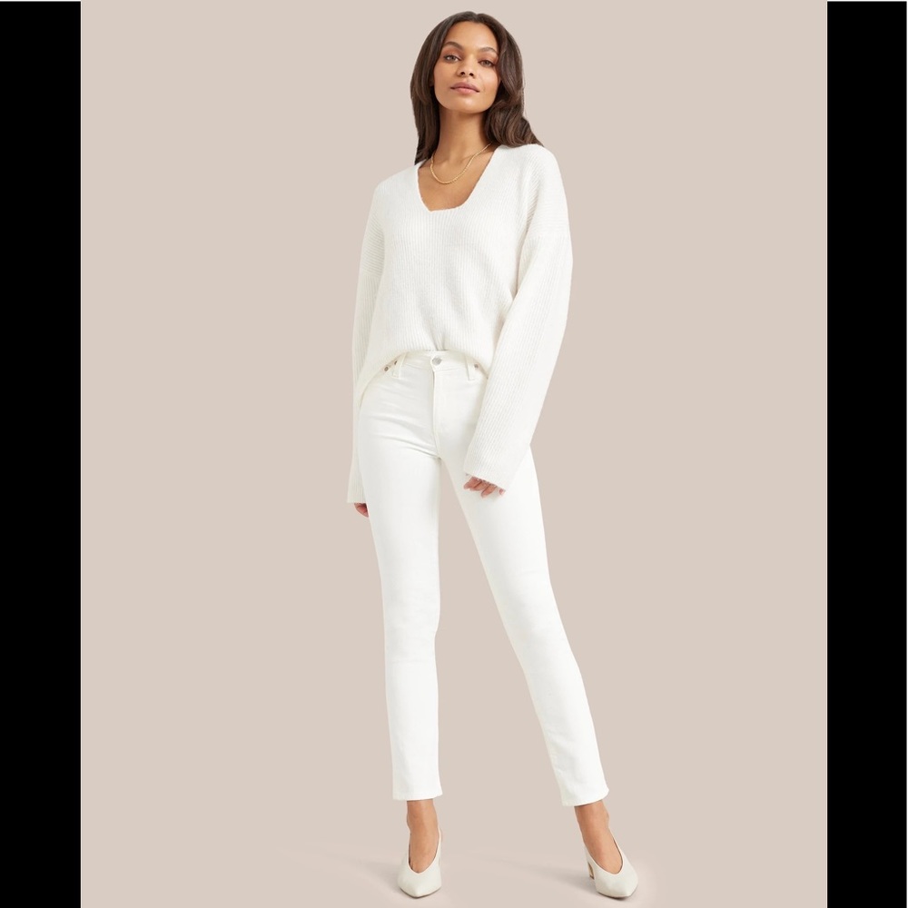 AG ADRIANO GOLDSCHMIED Mari High-Rise Straight Leg Jeans in White-Size 29